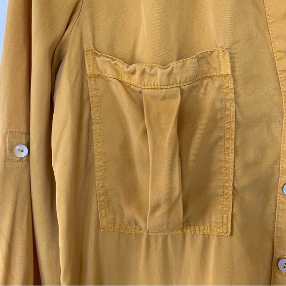 Zara Shirt Dress Mustard Yellow With Ruffled Hem - Picture 11 of 15